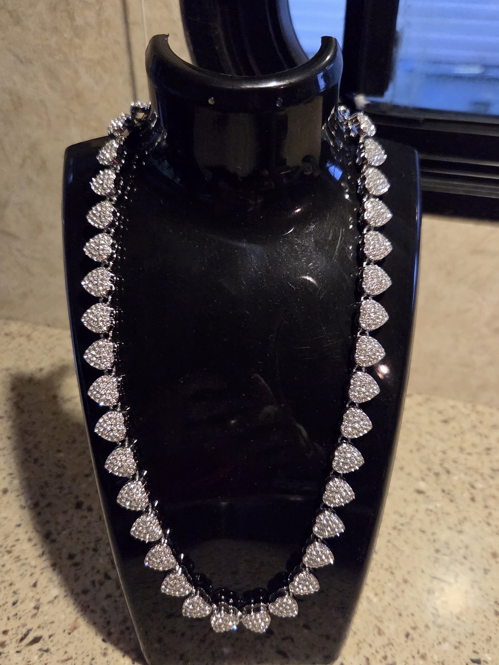 Silver Crystal Heart Shape Tennis Necklace - Women's Jewelry